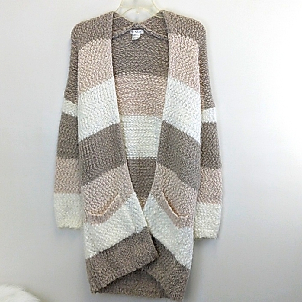 Venus Size Small Eyelash Knit Cozy Plush Open Front Cardigan‎ Sweater Neutrals